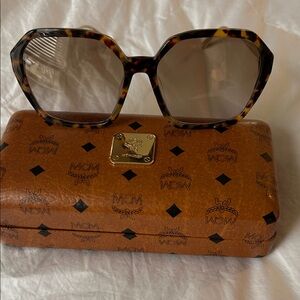 MCM Tortoiseshell Hexagonal Sunglasses with Brown Lenses